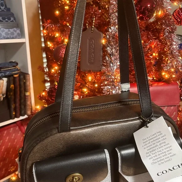 Coach Loved leather twin turnlock Brown and Black Women's Bag shoulder - Picture 8 of 11